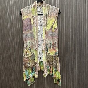 Women's Crochet Ruffle Kimono Boho Forest Fairy Size L Goblincore Art To Wear